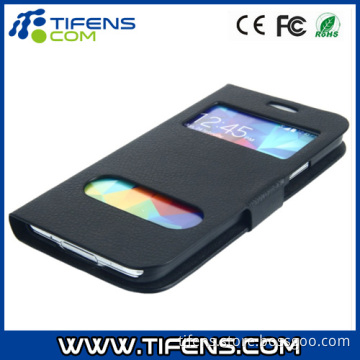 Leather Case with Dual Display Hole for Samsung S5